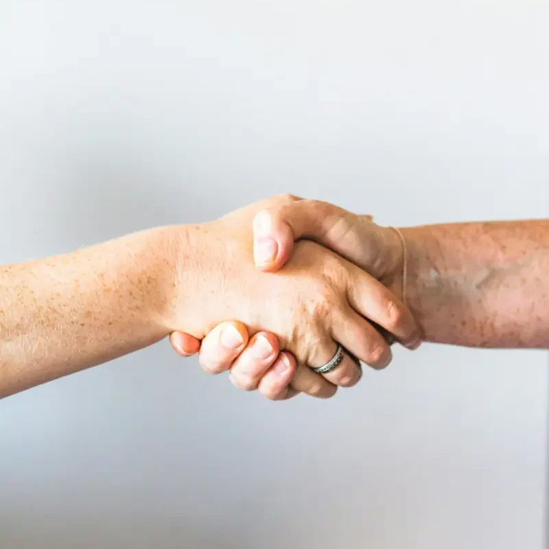 Close up of a handshake taking place